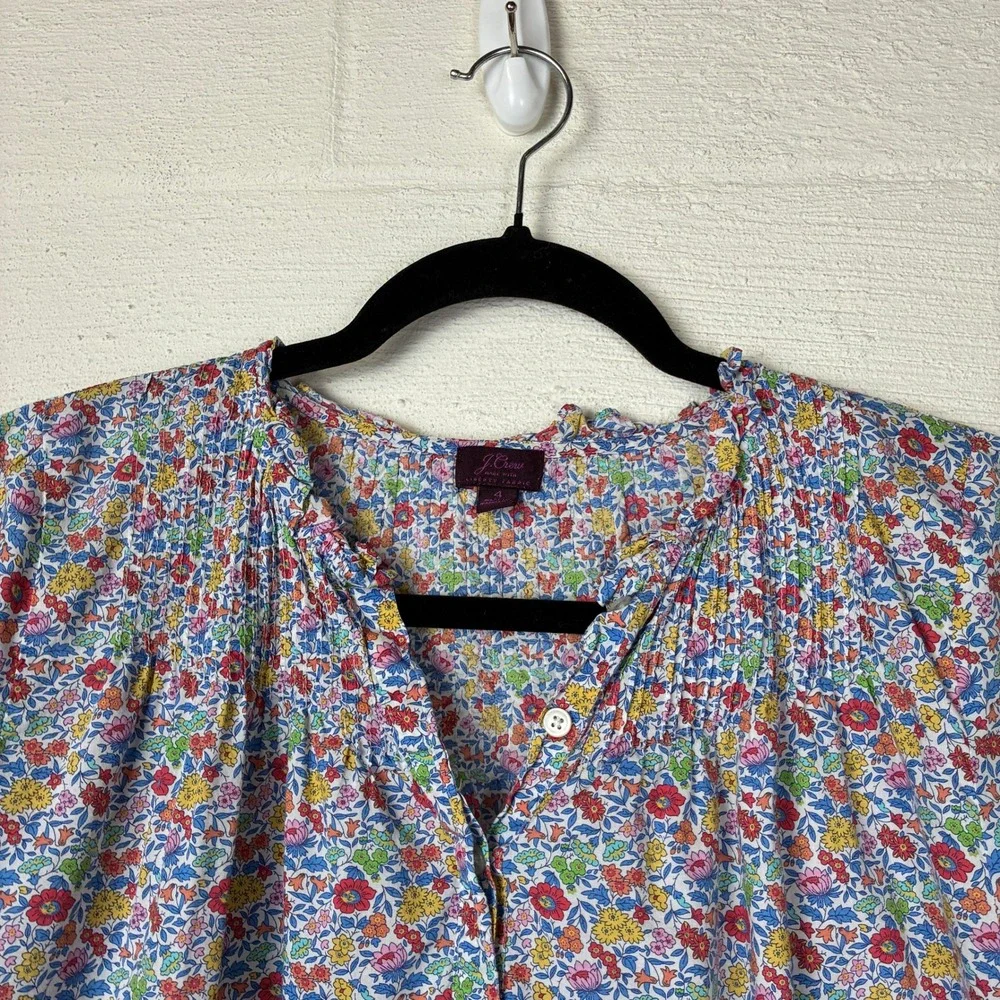 J. Crew x Liberty Fabrics Ruffle Classic Popover Shirt Size 4 Favourite Flowers